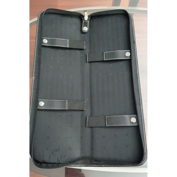 FOSSIL Genuine Black Leather TIE TRAVEL CASE Tie Keeper Organizer 16" Long - Picture 6 of 7